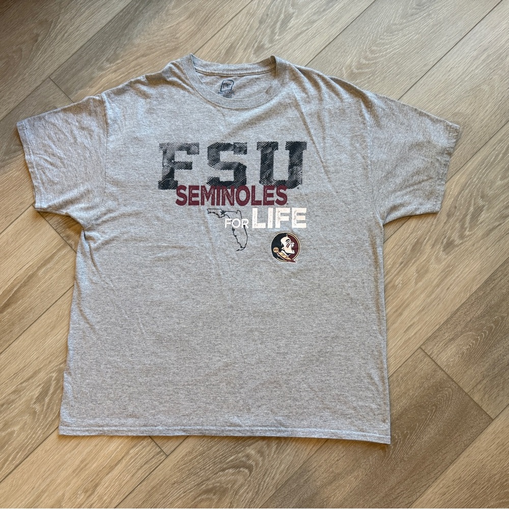 FSU Florida State Seminoles Mens XL T-Shirt Grey Seminoles For Life NCAA